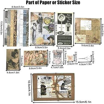 Esweny 200 Pieces Vintage Ephemera Scrapbooking Supplies Pack for Decoupage, Collage Craft, Notebooks, Album, Planners, Paper Scrapbook Stickers Kit (Retro) - Image 3