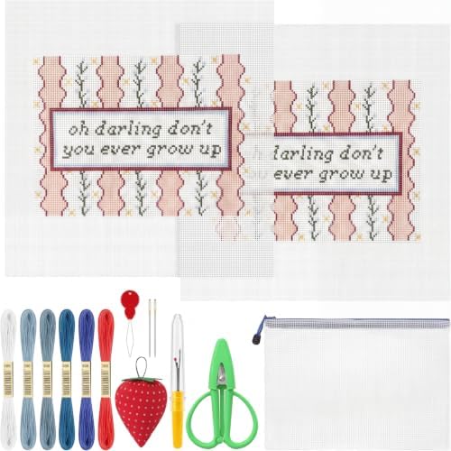 XunYee 24 Pcs Don't You Ever Grow up 18 Mesh Needlepoint Canvas Kit by XunYee