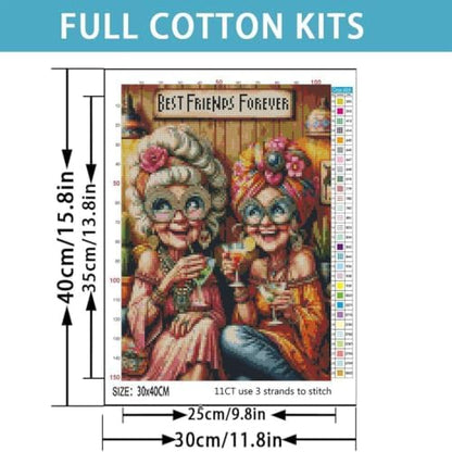 Old Ladies Stamped Cross Stitch Kits for Beginner Adults,11CT 12x16In - Image 3