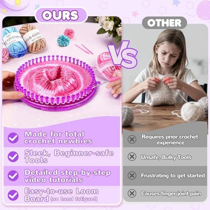 Knitting Loom Kit with Storage Bag,Looms,Yarn, Pom Pom Maker & Crochet Hook - Image 3