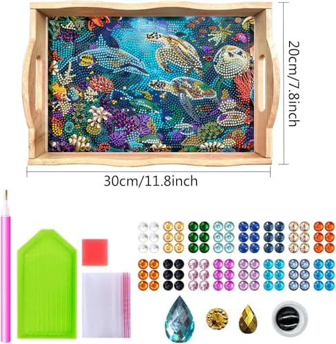 DOTSOPS Sea World Diamond Art Wooden Tray with Handle for Adults - Image 2
