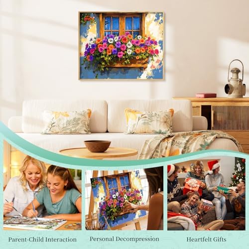 Paint by Numbers Kit for Adults, Flower Window DIY Painting Kit, 16x20 Inch - Image 7