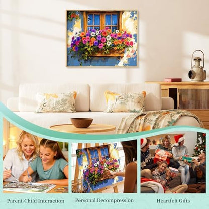 Paint by Numbers Kit for Adults, Flower Window DIY Painting Kit, 16x20 Inch - Image 7