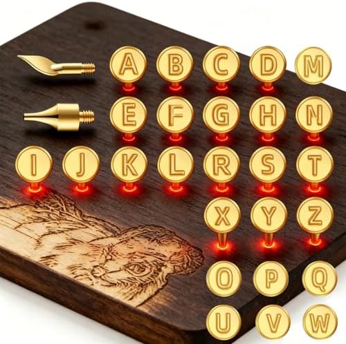 Wood Burning Tips Letters Set, Alphabet Template Branding tip for Embossing and Carving Crafts Carving Iron Paste Tool Adult Embossing Beginner DIY 28Pcs by TUCCOSS