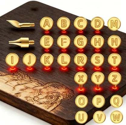 Wood Burning Tips Letters Set, Alphabet Template Branding tip for Embossing and Carving Crafts Carving Iron Paste Tool Adult Embossing Beginner DIY 28Pcs by TUCCOSS