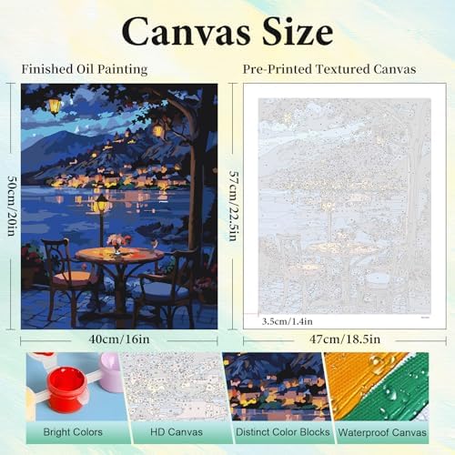 Paint by Numbers Kit for Adults, Night DIY Acrylic Painting Kit, 16x20 Inch - Image 3