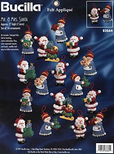 Bucilla "Mr. and Mrs. Santa" Felt Applique Ornaments Kit #83664 by Bucilla