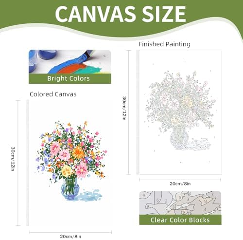 4 Pack Framed Paint by Numbers Kit for Adults Beginner with Wooden Easel, Flowers Vase Easy Paint by Numbers with Frame, DIY Adult Paint by Numbers Kits on Canvas Framed for Home Decor Gift 8x12 Inch - Image 6