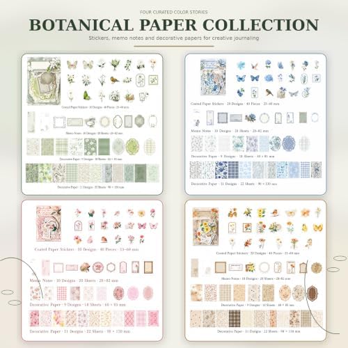 400Pcs Vintage Floral Scrapbook Paper & Die-Cut Ephemera Set - Image 3