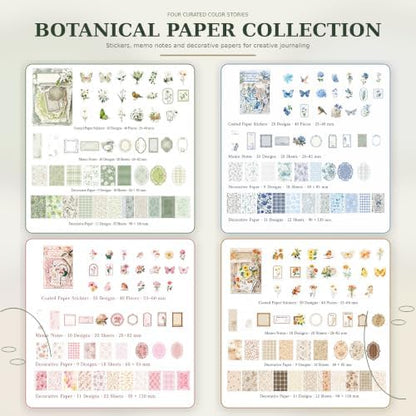 400Pcs Vintage Floral Scrapbook Paper & Die-Cut Ephemera Set - Image 3