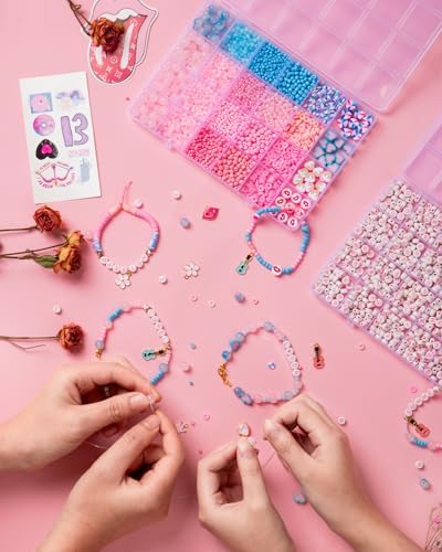 Goldwise Lover Themed Friendship Bracelet Kit for Fans, 2 Boxes Valentine’s Day Bracelet Making Kit with Clay, Glass, Seed Beads and Heart Charms, Inspired by 2019's Iconic Album, Birthdays Gifts - Image 3