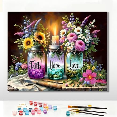 Pxzcrypha Faith Hope Love Paint by Number Kits for Adult Beginner 16X20inch by Unknown
