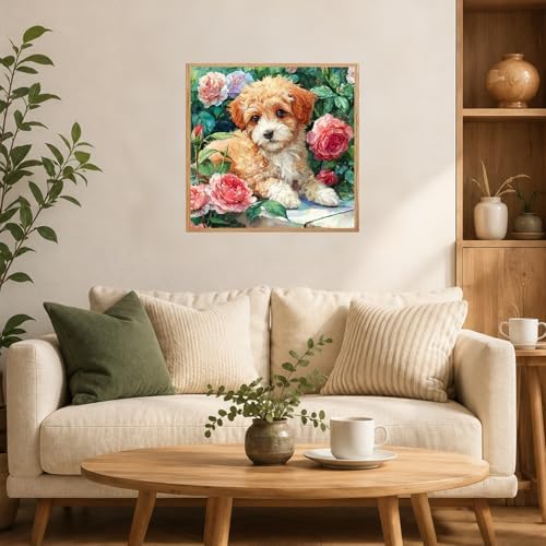 AUKELHJ Framed Paint by Numbers Kit for Adults, Dog, 10x10 inch - Image 3