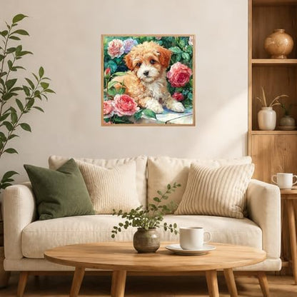 AUKELHJ Framed Paint by Numbers Kit for Adults, Dog, 10x10 inch - Image 3