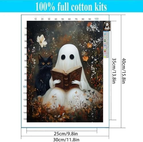 Halloween Stamped Cross Stitch Kits for Beginners Adults - Ghosts and Cats Counted Cross Stitch Kits,Needlepoint Cross-Stitch Patterns Dimensions Needlecrafts Embroidery Kits Arts and Crafts - Image 2