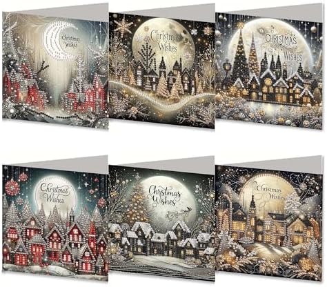Diamond Art Greeting Cards Kit-6Pcs Diamond Art Cards Special Shaped Diamond Painting Greeting Card Arts Crafts for Christmas Birthday Thanksgiving Day Holiday (Christmas-1) - Image 6