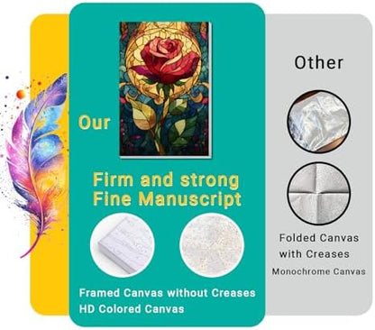 4 Pack Framed Paint by Numbers Kit for Adults Beginner Canvas Painting by Numbers for Adults Cactus Plants Easy Adult Paint by Number Kits with Frame Rose Flowers Watercolor Painting by Number 8x12 In - Image 3