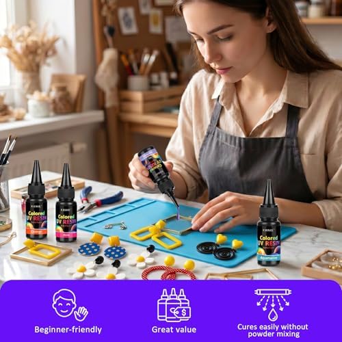 KISREL Upgrade 12 Opaque Colored UV Resin Kit, Solid Colored UV Resin - Image 6