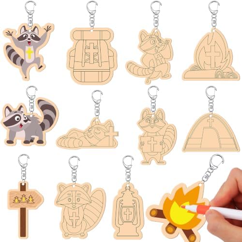 RattanView 24 Pcs Camp Craft Color Your Own Religious Camping Keychains by RattanView
