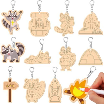 RattanView 24 Pcs Camp Craft Color Your Own Religious Camping Keychains by RattanView