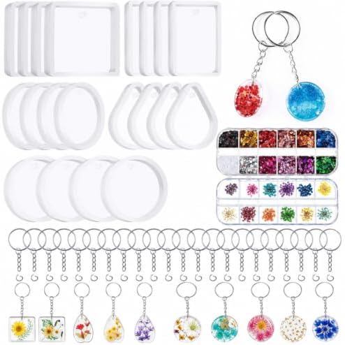 WILLBOND 67 Pieces Resin Keychain Molds Silicone with Hole, 5 Shapes by Willbond+Technology+Limited