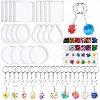 WILLBOND 67 Pieces Resin Keychain Molds Silicone with Hole, 5 Shapes by Willbond+Technology+Limited