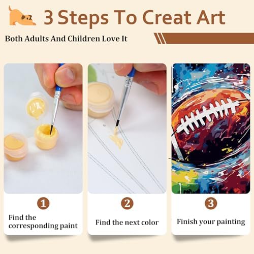 Reivworl Football Paint by Numbers Kit for Adults Beginner, 20" Wx16 L Football Paint by Number for Adult, Acrylic Painting Kits with Canvas for Gifts and Wall Decor - Image 7