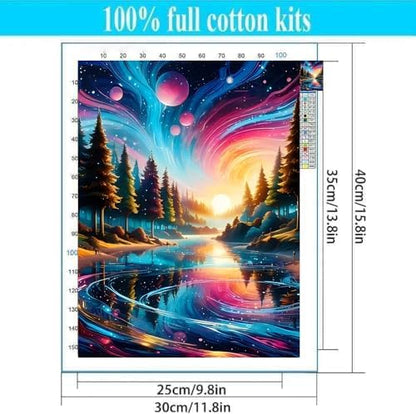 Lzyueyuan Landscape Stamped Cross Stitch Kits for Beginners,Needlepoint Counted Cross Stitch Kits for Adults,Easy Prestamped Pattern Needlepoint Kit Crafts for Home Decor Gifts11.8X15.7in - Image 2
