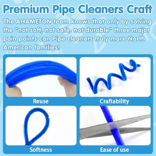 AHAMETON 620Pcs Blue Pipe Cleaners Flower Kit,Chenille Stems Craft - Image 3