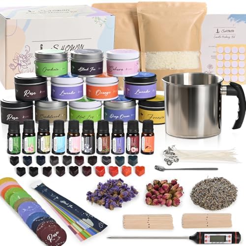 SHOWIN Candle Making Kit, DIY Candle Making Supplies for Adults, Starter Soy Wax Candle Kit with Candle Tins, Scented Home Decoration by Showin