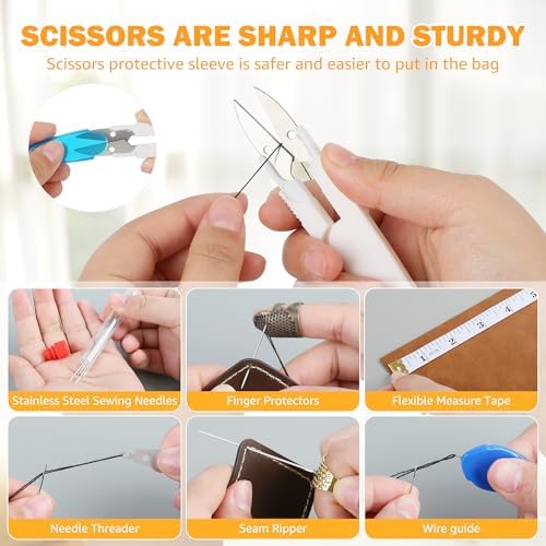 43PCS Sewing Kit for Adults – Needle and Thread Kit with Big Eye Needles, Threader & Strong Thread – for Hand Sewing, Repairs & Patching, Daily Use - Image 6