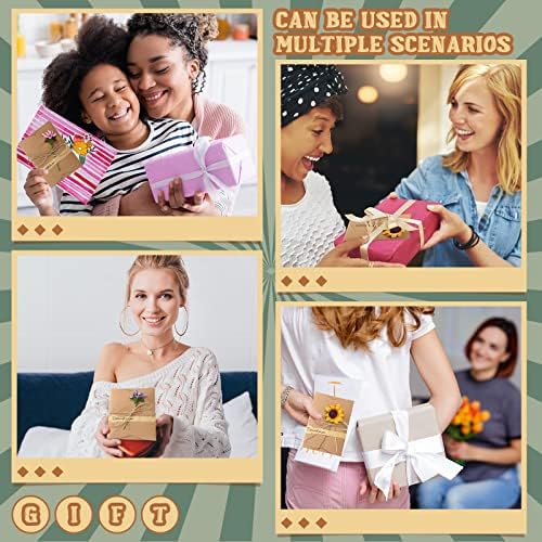 100 Set Artificial Wedding Flowers Mother's Day Thank You Greeting Card Kit DIY Blank Vintage Kraft Floral Holiday Cards Assorted Handmade Invitation Cards with Envelopes for Women Gifts Birthday - Image 4