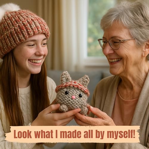 Knitting Kit for Kids - Beginner Loom Knitting Kit to Make a Hat & Cat - Image 5