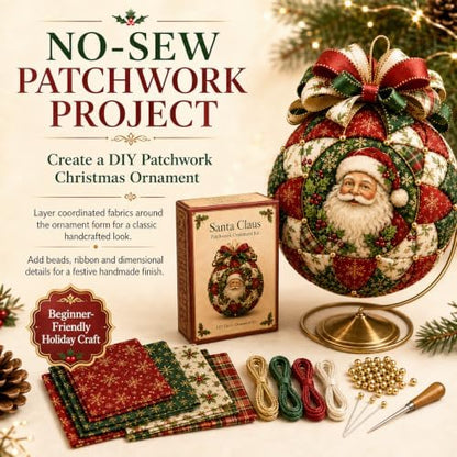 Christmas Classics Patchwork Ornament DIY Kit, No-Sew Ornament Kit (#C) - Image 2