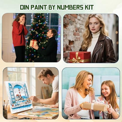ICYANART Paint by Numbers for Adults Framed, Beach Number Painting 8x8In - Image 7