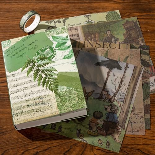 YagCu Botanical Scrapbooking Kit, Vintage Junk Journal Supplies for Adult, Green Large Collection Journal and Scrapbook Set, Journaling Materials, Arts Craft Beginner Stationery - Image 7