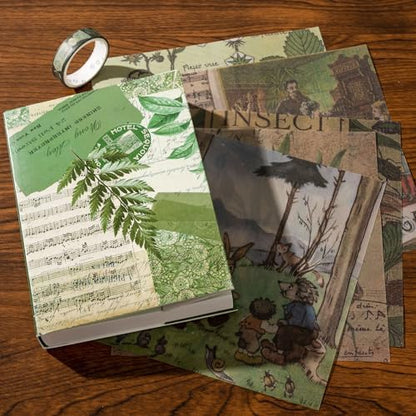 YagCu Botanical Scrapbooking Kit, Vintage Junk Journal Supplies for Adult, Green Large Collection Journal and Scrapbook Set, Journaling Materials, Arts Craft Beginner Stationery - Image 7