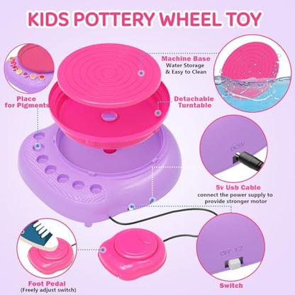 Pottery Wheel for Kids, Complete Kit with Air-Dry Clay, Ages 8-12 - Image 5