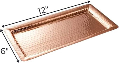 Monarch Abode Decorative Tray – 12-Inch Hand Hammered Copper Plated Metal Bathroom Tray Countertop, Vanity Trays Organizer, Perfume Plate for Dresser, Kitchen Countertop Small Fruit Platter