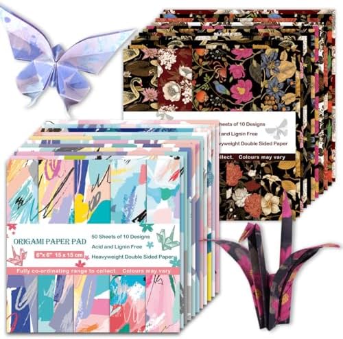 Origami Paper Kit 100 Sheets, 6x6 Inch Double Sided 40 Vivid Colored Paper by Bestartsuppliesforyou