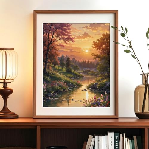 Qaisxoty Piant by Numbers Kit for Adults, Landscape Rolled Canvas Paint by Numbers for Beginners, DIY Acrylic Painting by Number Kit for Home Decor Gift - 12” x 16” - Image 2