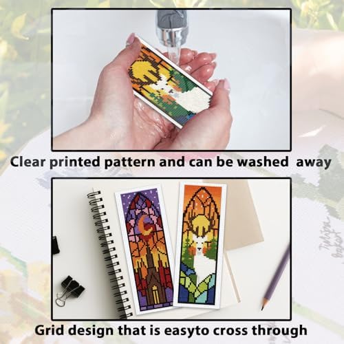 ACRNIGHEET 6PCS Cross Stitch Kits Stamped Cross Stitch Bookmark Kit for Beginner Adults Window View DIY Embroidery Bookmark Kit Needlepoint Kits with Instructions Book Lovers Craft Gift 8.5''x3'' 11CT - Image 3