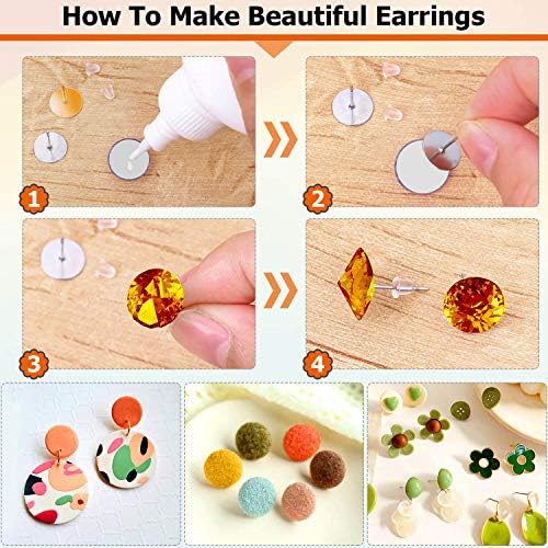 Hypoallergenic Earring Posts and Backs, Caffox 2000pcs Stud Earrings Making Kit with Ear Ring Base and Earring Backs for Leather Stud, Clay, Pearl Jewelry Making (Gold & Silver) - Image 6