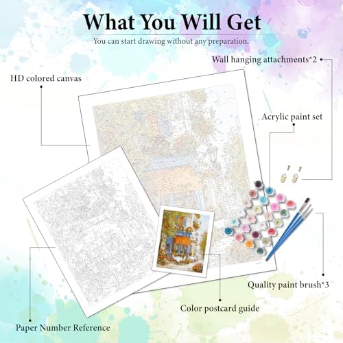Coffee Shop Paint by Numbers Kit for Adults Without Frame 16x20 IN - Image 3