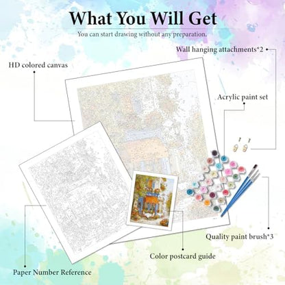 Coffee Shop Paint by Numbers Kit for Adults Without Frame 16x20 IN - Image 3