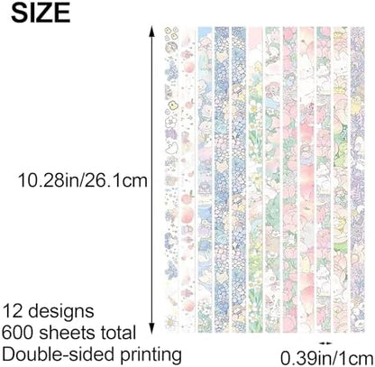 600 Sheets Paper Star Strips for DIY Hand Art Crafts, Double-Sided Printing Origami Paper for Star Jar, Wish Bottles, Home Decoration (Rabbit) - Image 2