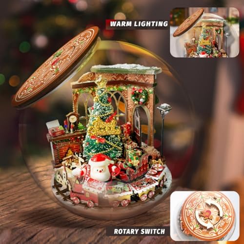 Dollhouse Miniature DIY House Kit Creative Room with Furniture and Glass Cover for Adult to Building, Halloween/Home Decorations/Gifts for Family and Friends (SDXZ) - Image 5