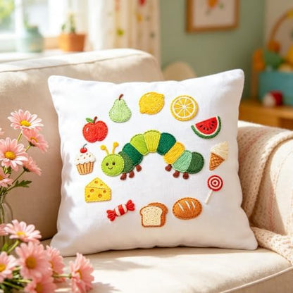 BEUNITONE 4 Set Embroidery Kits for Beginners with Easy Caterpillar Pattern, DIY Craft Kits Include Instructions and 2 Embroidery Hoops, Cross Stitch Needlepoint Kits for Craft Lover and Home Decor - Image 7