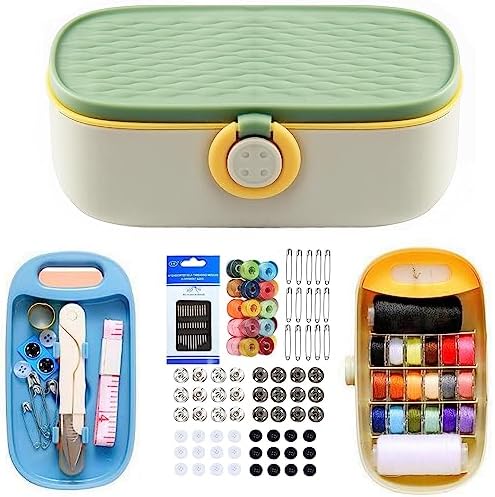 WANSHUNLMI Travel Portable Sewing Kit Organizer Basic with Sewing Supplies & Accessories for Adults,Beginner,Home,Emergency Including Scissors,Measure Tape,Needle Threader and More by WANSHUNLMI