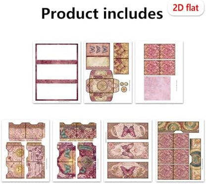 XINPOCUT Fortune Teller Mini Project, Summer Crafts Waterfall Booklet Craft Kit,Folio Kit, Junk Journal Craft Kits, Scrapbook Gift,Junk Journal Supplies, Scrapbooking Decor, Journaling Decor - Image 4